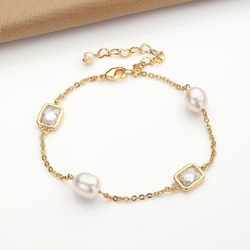 XYJZXY Gold Tiny Pearl Bracelet for Elegant Style