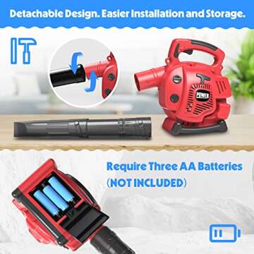 Toy Choi's Toy Leaf Blower - Kids Leaf Blower That Really Works with Toy Tool Set, Pretend Play Series Construction Outdoor Preschool Gardening Kids Tool Set, Toy Leaf Blower for Boys Girls Age 4-7