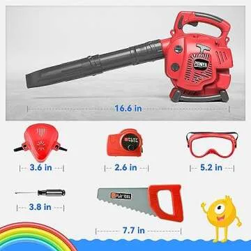 Toy Choi's Toy Leaf Blower - Kids Leaf Blower That Really Works with Toy Tool Set, Pretend Play Series Construction Outdoor Preschool Gardening Kids Tool Set, Toy Leaf Blower for Boys Girls Age 4-7