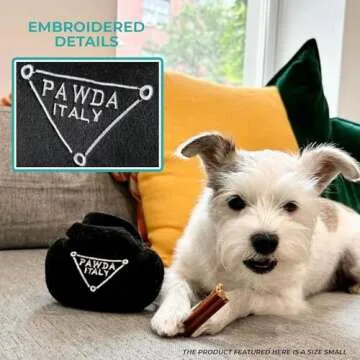 Haute Diggity Dog Pawda Handbag, Plush Designer Dog Toys with Interactive Squeaker, Stimulating Pet ...