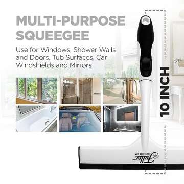 Fuller Brush Easy Grip Handheld Squeegee - For Shower Walls, Doors, Tub Surfaces, Windows, Mirrors &...