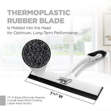 Fuller Brush Easy Grip Handheld Squeegee - For Shower Walls, Doors, Tub Surfaces, Windows, Mirrors & Windshields - ThermoPlastic Rubber Blade - Comfort Grip Handle with built-in finger groove