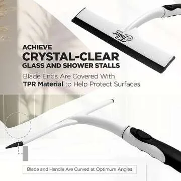 Fuller Brush Easy Grip Handheld Squeegee - For Shower Walls, Doors, Tub Surfaces, Windows, Mirrors & Windshields - ThermoPlastic Rubber Blade - Comfort Grip Handle with built-in finger groove