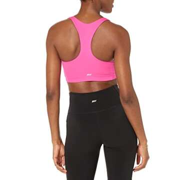Amazon Essentials Women's Active Sculpt V-Neck Medium Support Sports Bra - Neon Pink, Large