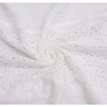 Women Soft Lace Infinity Scarf – 2018 New Design Plain Solid Thin Lightweight Loop White Scarf For Women Wrap Shawl Spring Summer, Ideal Gift, Fashion, Soft, Elegant, Light