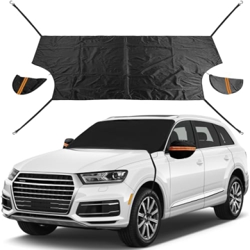 EXQUISLIFE Windshield Snow Ice Cover for Cars, Extra Larger Size 82"x 62" Shade, Waterproof Winter F...