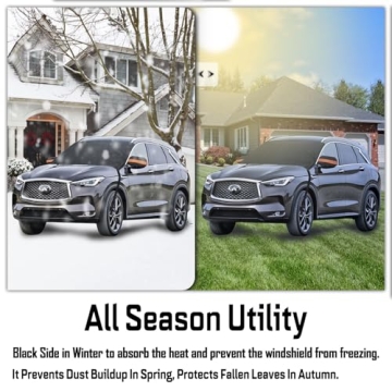 EXQUISLIFE Windshield Snow Ice Cover for Cars, Extra Larger Size 82"x 62" Shade, Waterproof Winter Frost and Sunshade Cover with Side Mirrors Cover, Windshield Protector for Cars, SUVs, Trucks