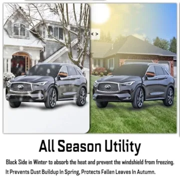 EXQUISLIFE Windshield Snow Ice Cover for Cars, Extra Larger Size 82"x 62" Shade, Waterproof Winter Frost and Sunshade Cover with Side Mirrors Cover, Windshield Protector for Cars, SUVs, Trucks