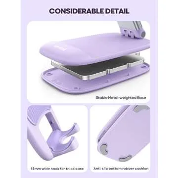 Lamicall Adjustable Purple Phone Stand - Perfect for All Phones