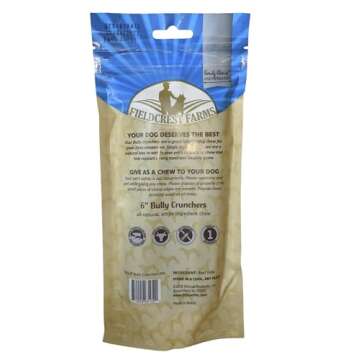 Fieldcrest Farms 6in Bully Crunchers - All-Natural 100% Beef Bully Stick Alternative, Highly Palatab...