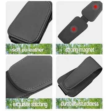 CHOSMOYI Car Sunglasses Holder - Magnetic Leather Clip