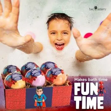 Superhero Bath Bombs for Kids with Surprise Toys Inside (6 Pack) - Large Bubble Bomb Fizzies for Boy...