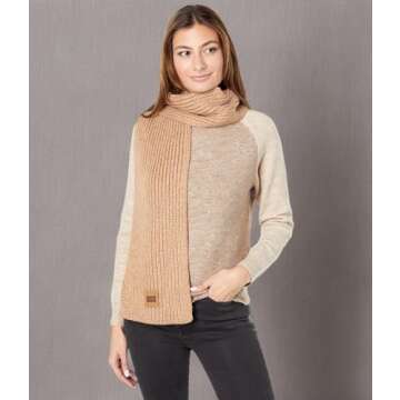 UGG Women's Chunky Rib Knit Scarf, Camel, One Size