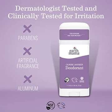 Earth Mama Calming Lavender Deodorant Natural and Safe for Sensitive Skin, Pregnancy and Breastfeedi...