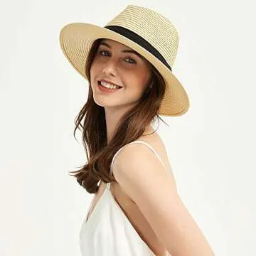 Anycosy Panama Straw Hats for Women UPF50+ Summer Sun Hat