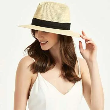 Anycosy Panama Straw Hats for Women UPF50+ Summer Sun Hat