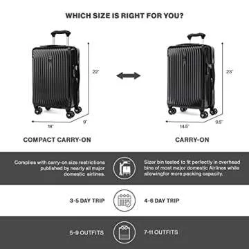 Travelpro Maxlite Air Hardside Expandable Carry on Luggage, 8 Spinner Wheels, Lightweight Hard Shell Polycarbonate Suitcase, Black, Carry On 21-Inch