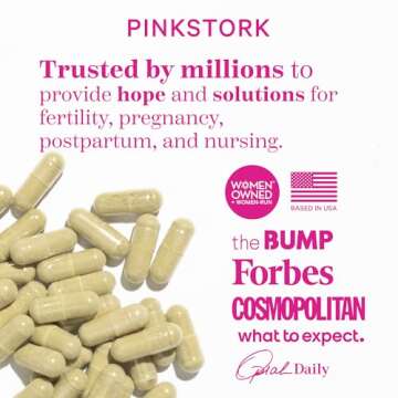 Pink Stork Total Lactation Supplement Without Fenugreek, Support Breast Milk Supply with Organic Alfalfa & Milk Thistle, Postpartum Breastfeeding Essentials - 60 Capsules, 1 Month Supply