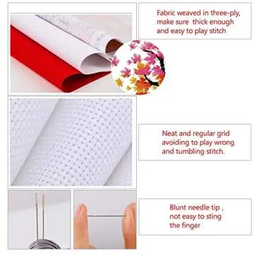 ITSTITCH Counted Cross Stitch Kits for Adults 21x21 inch Holiday Gift Easy Cross-Stitching NO Pattern for Home Decor, 14CT White Fabric Embroidery Crafts Needlepoint Kit Four Season of Life