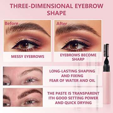 Eyebrow Sculpt Gel Wax Hybrid, Clear Brow Freeze Shaping Wax Pen for Holding Brow in Place, 4D Brow Makeup Styling Glue, Long Lasting Waterproof Brow Setting Gel, Eyebrow Makeup Balm Pomade Cosmetics
