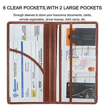 LumiMokki Premium Leather Car Registration & Insurance Card Holder with Magnetic Shut, Vehicle Glove Box Car Organizer - For Documents, Cards, License (Brown)