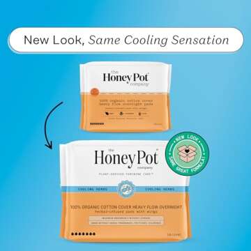 The Honey Pot Company - Herbal Sanitary Pads for Women - Heavy Flow Overnight w/Wings - Infused w/Es...