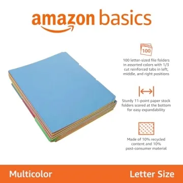 Efficient Amazon Basics Letter Size File Folders - 100 Pack