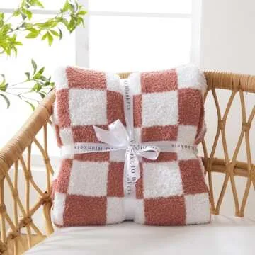 YIRUIO Throw Blankets Checkerboard Grid Chessboard Gingham Warmer Comfort Reversible Shaggy Cozy Decor for Home Bed Couch (red, 60''x80'')