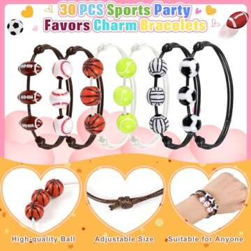 FUSPWEAO Valentines Day Gifts for Kids - 30 Pack Heart Boxes with Sports Party Favors Bracelets, Kid...