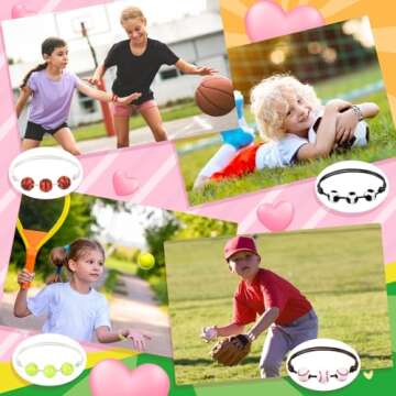 FUSPWEAO Valentines Day Gifts for Kids - 30 Pack Heart Boxes with Sports Party Favors Bracelets, Kids Valentine Party Favors & Classroom Exchange Gifts