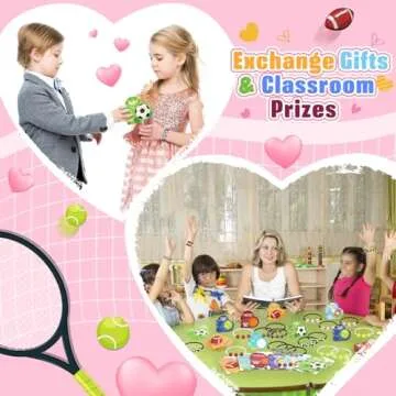 FUSPWEAO Valentines Day Gifts for Kids - 30 Pack Heart Boxes with Sports Party Favors Bracelets, Kids Valentine Party Favors & Classroom Exchange Gifts