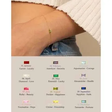 FUNEIA Dainty Birthstone Bracelet - 14K Gold Plated Elegance