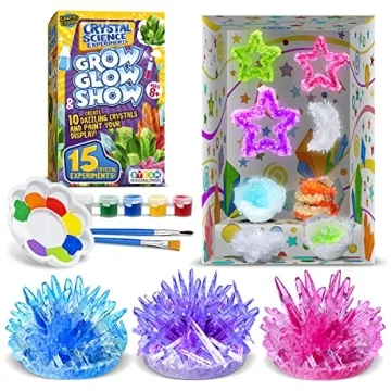 Crystal Growing Kit for Kids - 10 Crystals Science Experiment Kit + 2 Glow in The Dark Crystals with...