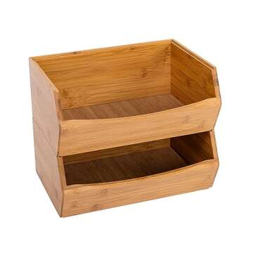Seville Classics Bamboo Premium Organizer Storage Bins for Kitchen Silverware, Pantry, Closet, Offic...