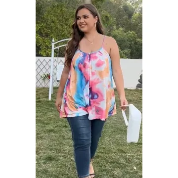 Plus Size Floral Tank Tops for Women - Summer Stylish Cami