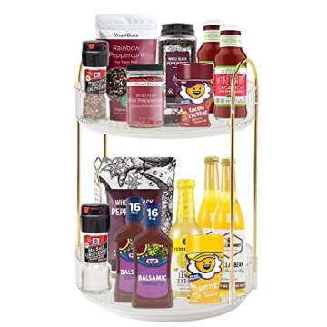 INVSSENE 360° Rotating Makeup Organizer, Bathroom Make Up Spinning Holder Rack, Large Capacity Cosmetics Storage Vanity Shelf Countertop, Fits Cosmetics, Perfume, Skincare(2 Tiers, Clear)