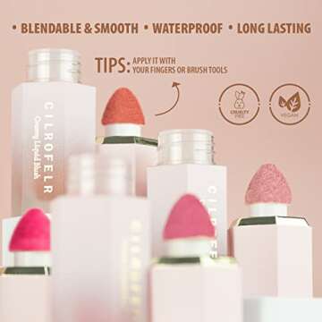 Cilrofelr Soft Cream Liquid Blush, Creamy Blush Makeup for Cheek, Dewy Finish, Buildable Pigment, Lightweight, Long Lasting, For Natural-looking Flush & Everyday Wear - Alluring (0.22 fl. oz.)