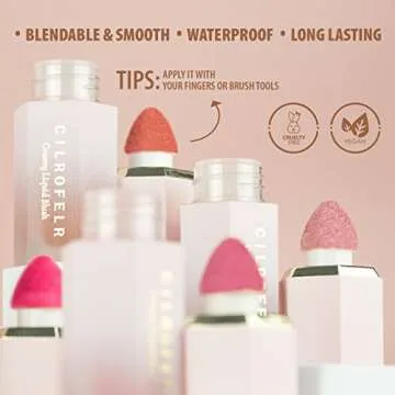 Cilrofelr Soft Cream Liquid Blush, Creamy Blush Makeup for Cheek, Dewy Finish, Buildable Pigment, Lightweight, Long Lasting, For Natural-looking Flush & Everyday Wear - Alluring (0.22 fl. oz.)