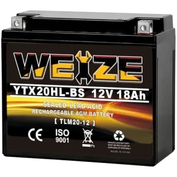 YTX20HL-BS Sealed AGM Maintenance Free Motorcycle Battery, 12 Volt 18 AH, 300 CCA Scooter Battery