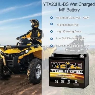 YTX20HL-BS Sealed AGM Maintenance Free Motorcycle Battery, 12 Volt 18 AH, 300 CCA Scooter Battery