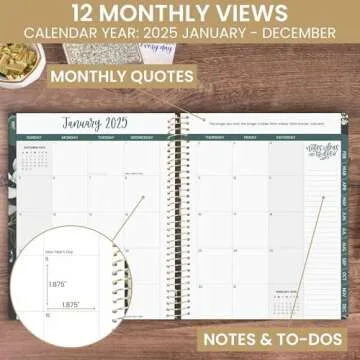 bloom daily planners 2025 (8.5" x 11") Calendar Year Day Planner (January 2025 - December 2025) - Weekly/Monthly Dated Agenda Organizer with Stickers & Tabs - Eucalyptus, Green