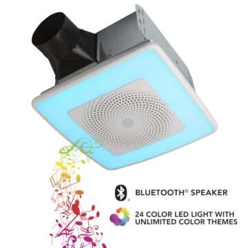 Broan-NuTone SPK110RGBL Bathroom Fan with LED & Speaker
