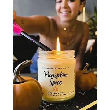 WAX & WIT Fall Candles - Pumpkin Candles, Fall Scented Candles, Fall Gifts for Women, Autumn Candles, Pumpkin Spice Scented Candles - Pumpkin Scented Candles - 9oz Reusable Jar, 50 Hour Burn