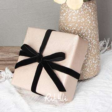 Ribbli Polyester Black Velvet Ribbon,3/8 Inch,10-Yard Spool,Use for Choker,Gift Wrapping,Floral Bouq...