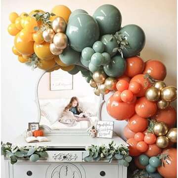Beaumode Boho Retro Balloon Arch Garland Balloon Kit Green Yellow Orange Balloons for Little Cutie Baby Shower Bridal Shower Birthday Party Backdrop Decorations (Orange Green)