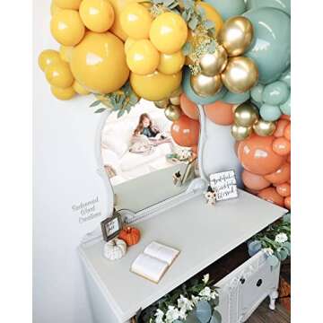 Beaumode Boho Retro Balloon Arch Garland Balloon Kit Green Yellow Orange Balloons for Little Cutie Baby Shower Bridal Shower Birthday Party Backdrop Decorations (Orange Green)