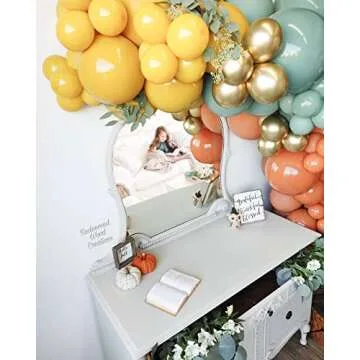 Beaumode Boho Retro Balloon Arch Garland Balloon Kit Green Yellow Orange Balloons for Little Cutie Baby Shower Bridal Shower Birthday Party Backdrop Decorations (Orange Green)