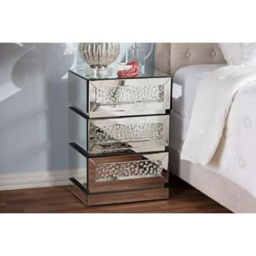 Baxton Studio Sabrina Hollywood Regency Glamour 3-Drawer Nightstand