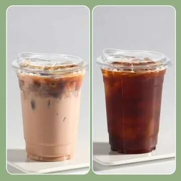 Krijuess 100 Pack Plastic Clear Strawless Snap Disposable PET Lids Fits for 12, 16, 20, 24 oz Cups for Iced Coffee, Milkshake, Slurpee, Ice cream, Razzle, Slush, Smoothy, Party's