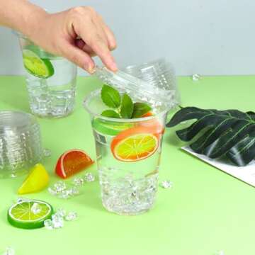 Krijuess 100 Pack Plastic Clear Strawless Snap Disposable PET Lids Fits for 12, 16, 20, 24 oz Cups for Iced Coffee, Milkshake, Slurpee, Ice cream, Razzle, Slush, Smoothy, Party's